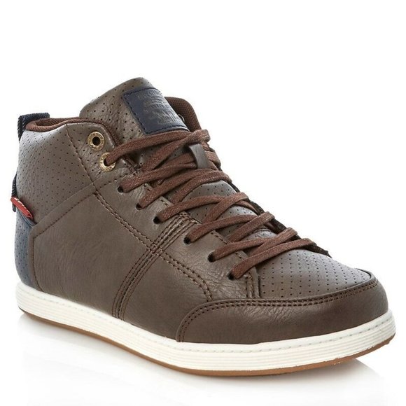 Levi's Gilles Millstone 2 Tone Brown/Navy Boys High Top Sneakers Size 6 M New - Picture 1 of 8